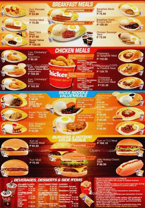 Jollibee Delivery Menu