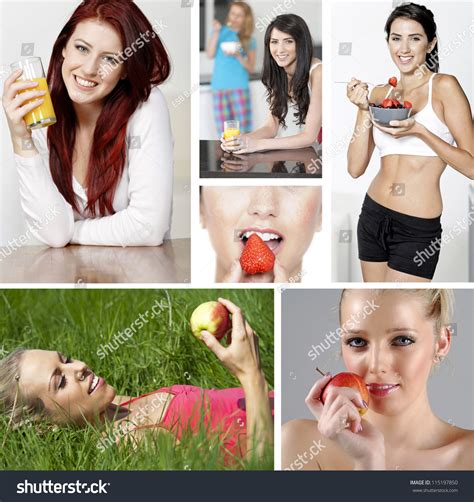 Compilation Of Beautiful Young Women In A Healthy Lifestyle Stock Photo 115197850 : Shutterstock