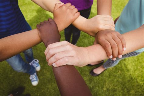 Children Holding Hands Together At Park Stock Photo - Download Image ...