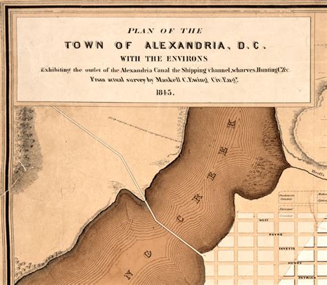 Old Map of Alexandria Virginia Columbia 1845 - VINTAGE MAPS AND PRINTS