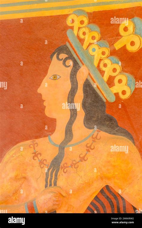 Fresco at Knossos Palace in Crete, Greece Stock Photo - Alamy