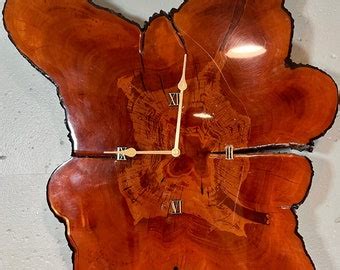 Mid-century Wood Slab Clock - Etsy