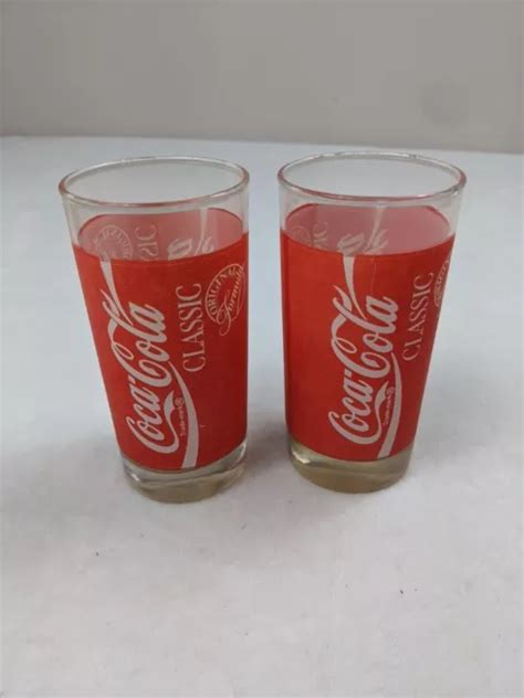 VINTAGE COCA-COLA CLASSIC Original Formula Logo Drinking Glasses red Set Of 2 $12.00 - PicClick