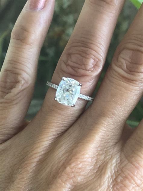 Elongated Cushion Cut 3.30ct Crushed Ice Moissanite Ring | Etsy