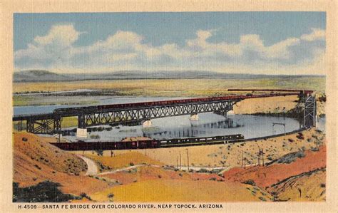 Topock Arizona Santa Fe Bridge Birdseye View Antique Postcard K34141 ...