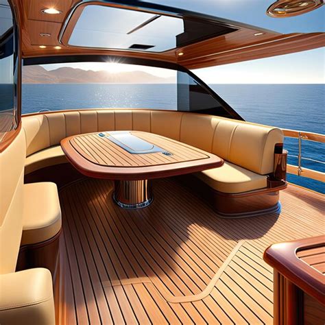 Premium AI Image | View of the luxurious wooden deck of the yacht