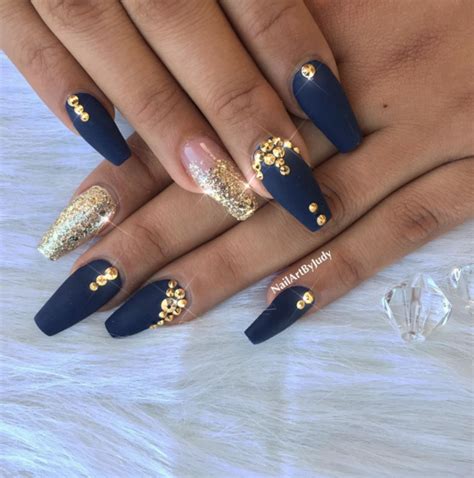 navy and gold nail designs - terrancepanahon