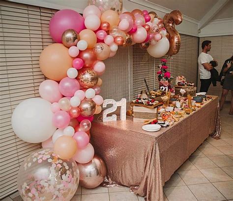 21st Birthday dessert table and balloon backdrop by Stylish Soirees ...