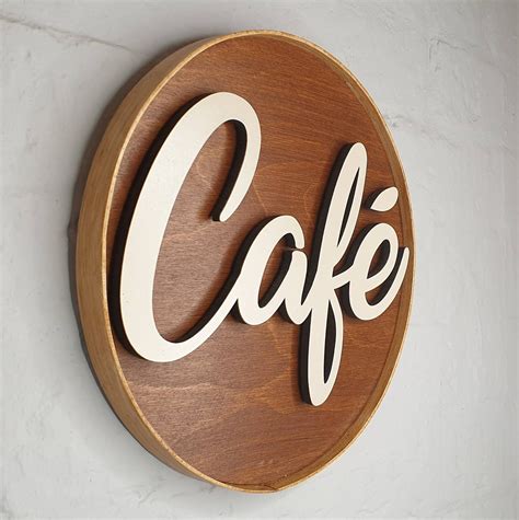 Round Wooden Cafe Sign / Kitchen Coffee Sign / Handmade | Etsy