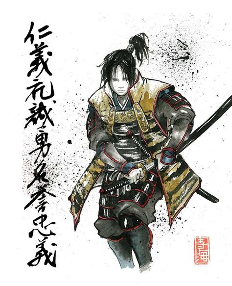 Samurai drawing, Japanese calligraphy, Samurai art