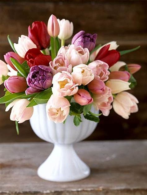 98 Simple Spring Wedding Centerpiece Ideas You Will Love - VIs-Wed | Tulips arrangement, Flower ...