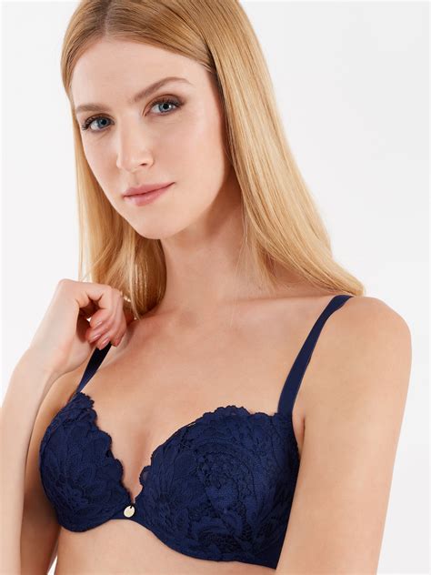 Verona lace push-up bra, blue