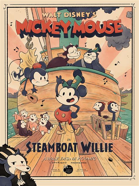 Mickey Mouse – Steamboat Willie Poster by JJ Harrison – Mondo