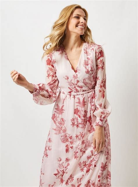 Pink floral Long Sleeve Maxi Dress | Dorothy Perkins | Pink long dress ...