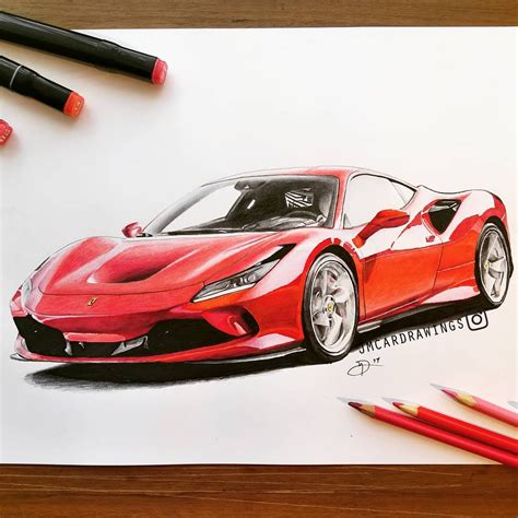 Ferrari F8 Tributo Drawing | Car drawings, Automotive art, Tuner cars