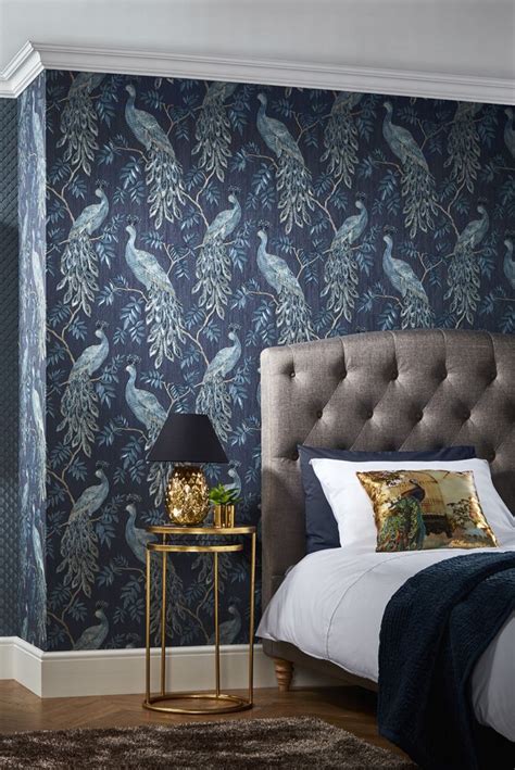 Elegany peacock wallpaper design by Arthouse called Lazzaro. | Peacock room decor, Wallpaper ...