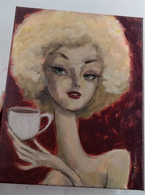 Original Painting Cafe Girl Thayer Art Deco Coffee Queen OOAK Canvas NOT A PRINT | eBay