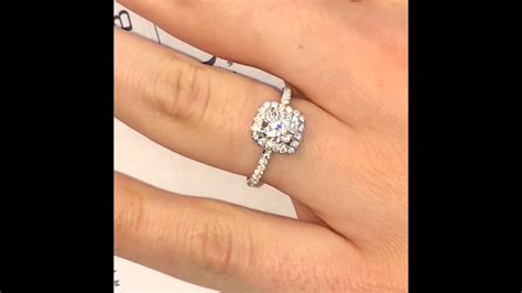 1 Carat Cushion Cut Diamond Halo Engagement Ring - YouTube