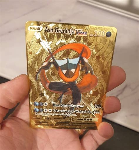 GOLD Shiny Ash Greninja Vmax Pokemon Card METAL Custom Made V | Etsy