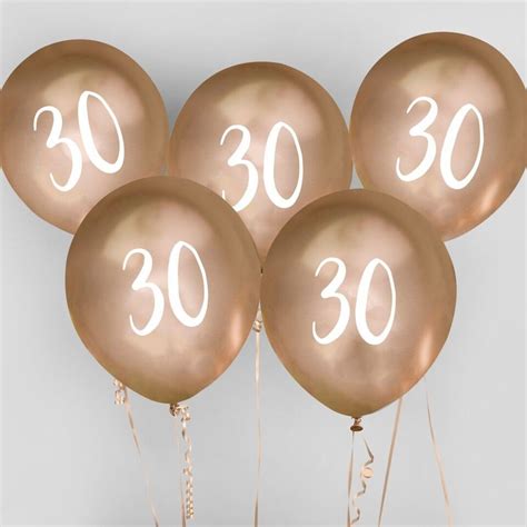 5 Gold Number 30 Balloons 30th Birthday Balloons Thirtieth - Etsy