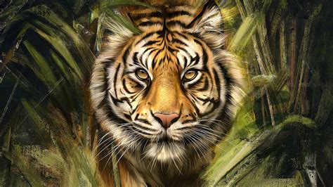 1366x768 Tiger Painting Art Laptop HD ,HD 4k Wallpapers,Images ...