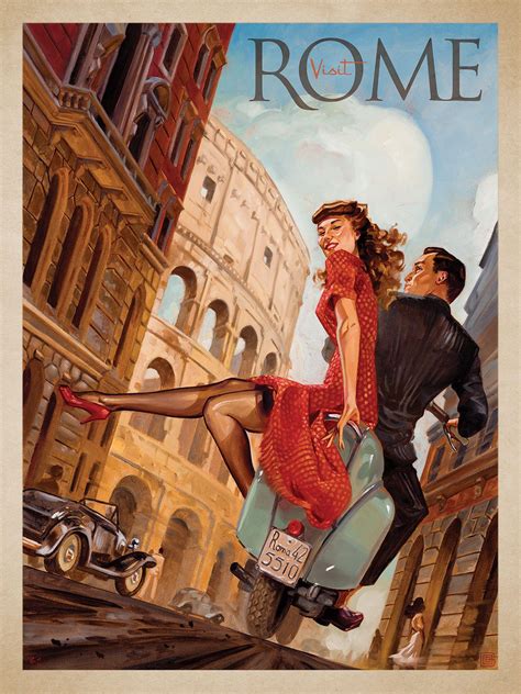 Rome by Vespa - This series of romantic travel art is made from ...