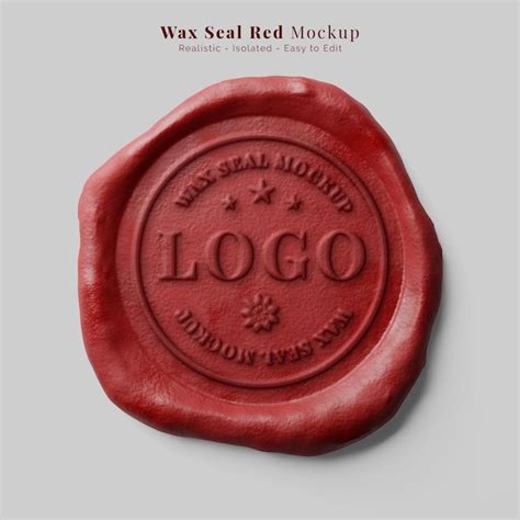 Premium PSD | Vintage authentic letter sealing round red candle wax seal stamp logo mockup