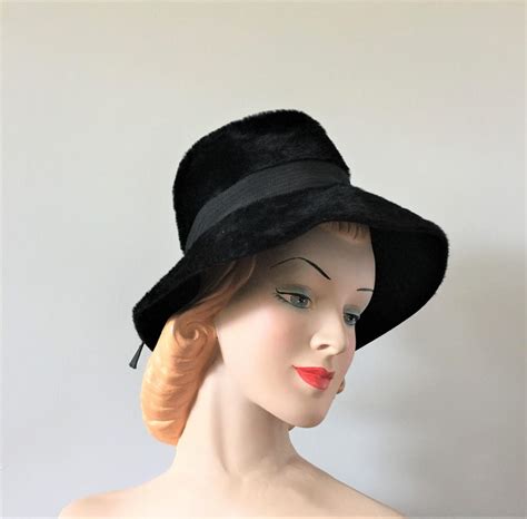 Ladies Wool Fedora Vintage Black Fedora Hat 1960s Mod Furry - Etsy