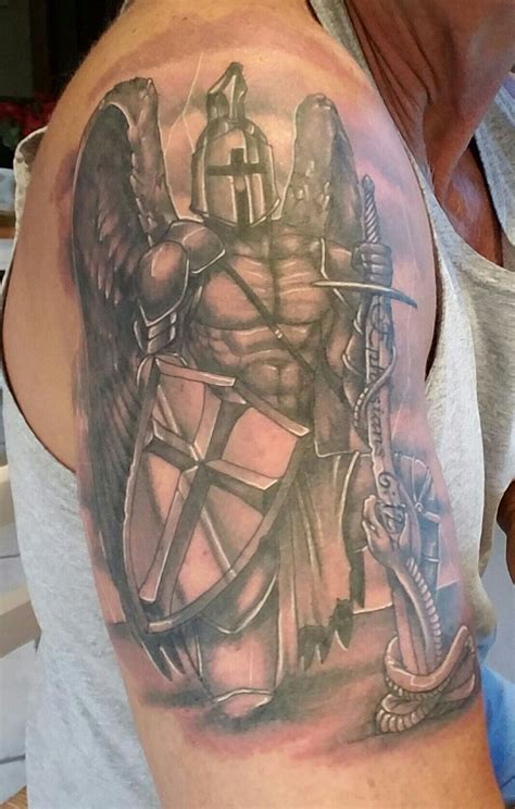Arcangel Michael - Ephesians 6:12 | Warrior tattoos, Armor tattoo, Half sleeve tattoos designs