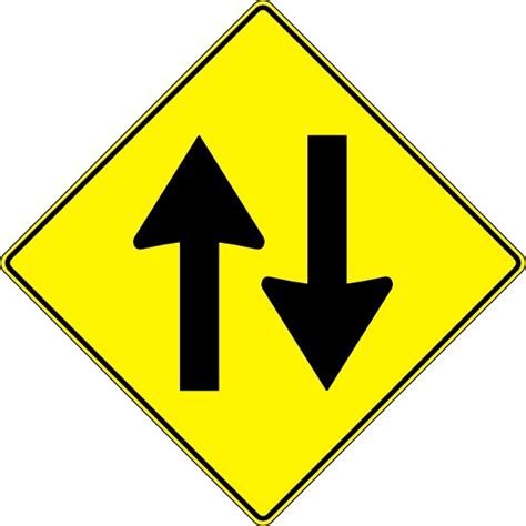 Paulprogrammer Yellow Road Sign Two Way Traffic clip art Free vector in Open office drawing svg ...