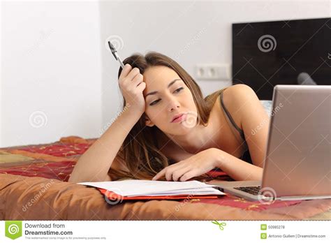 Bored Student Studying at Home Stock Photo - Image of boredom, campus: 50985278
