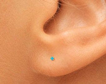 Tiny Gold Turquoise Stud Earrings Second Hole Earring Gold - Etsy