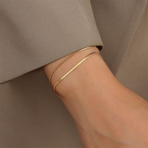 18K Gold Bracelet Herringbone Braceletherringbone Chain - Etsy