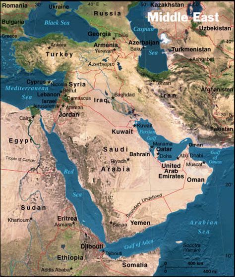 Geographical Map Of The Middle East