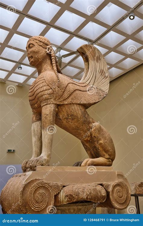 The Sphinx of Naxos, Delphi Archaeological Museum, Greece Editorial Photo - Image of sphinx ...