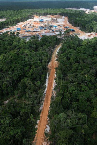 Aerial view of gold mining, Guyana, South America - Stock Photo - Dissolve