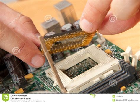 Installing Computer Hardware Technician Install CPU On Motherboard ...