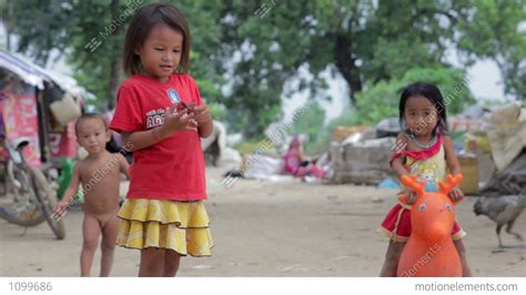 Kids In Cambodian Slums Stock video footage | 1099686