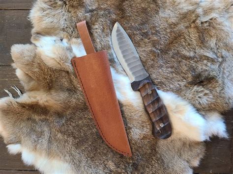 Carbon Steel Sheath Knife Featuring a Full Tang and Walnut Handle. Includes a Customizable ...