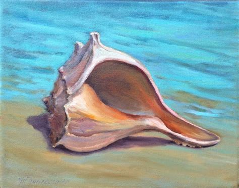 Seashell Painting Original Art Canvas Seashore Oil Painting | Etsy
