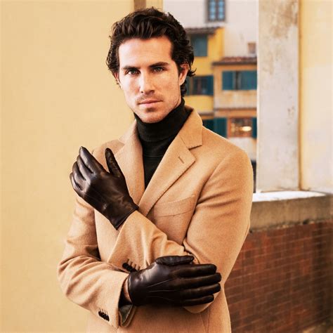 Men's Leather Gloves Brown - White Rabbit Fur - Handmade in Italy – Leather Gloves Online