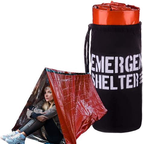 Emergency Shelter Emergency Tube Tent Reflective Mylar Survival Tent Includes Whistle, Compass ...