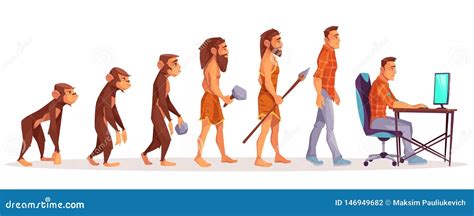 Human Evolution from Ape To Man Computer User Stock Vector ...