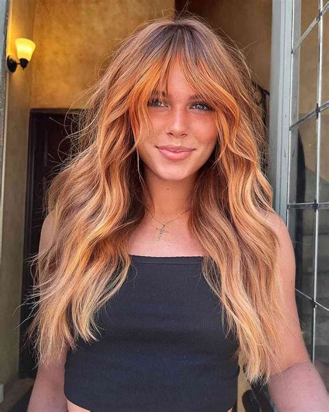 Red Balayage Hair, Auburn Balayage Copper, Blonde Hair With Red ...