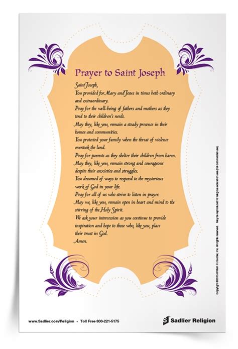 Prayer to Saint Joseph Prayer Card | Download | Sadlier Religion