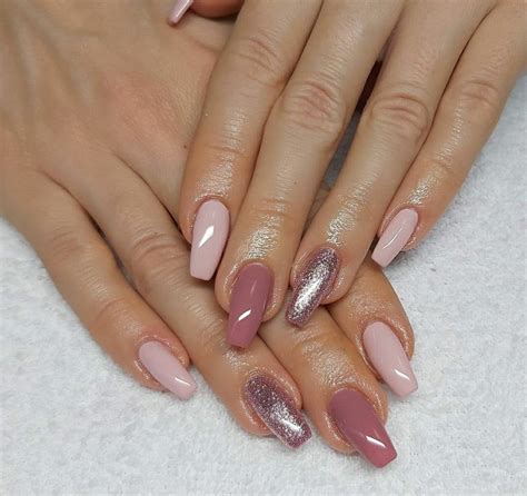 Nail art #mauve #pink #glitter | Pink glitter nails, Mauve pink nails, Pink nail art