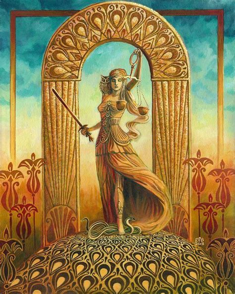 Justice Tarot Mythological Goddess Art Deco 11x14 por EmilyBalivet ...