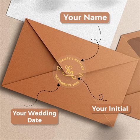 Personalized Real Foil Elegant Wedding Stickers for Envelope Seals ...