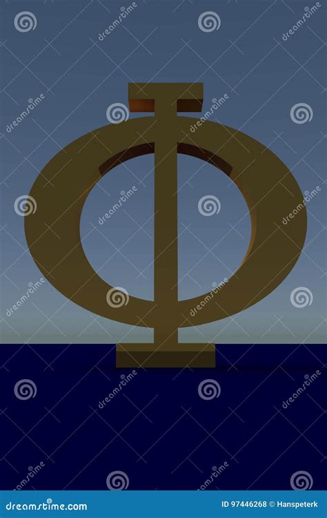 3D Rendering of a Greek Capital PHI Letter Stock Illustration - Illustration of light, symbolic ...