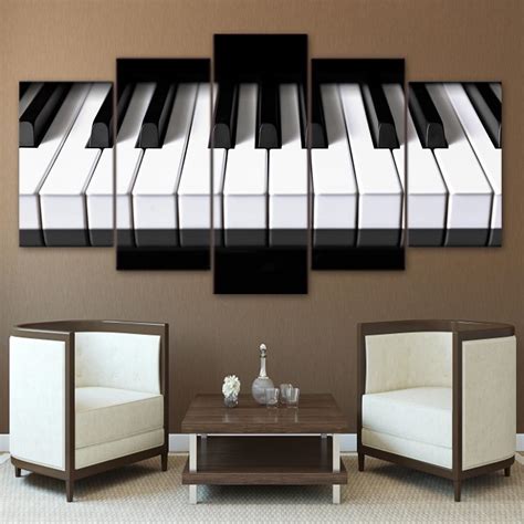 5 pieces canvas art piano keys HD printed music poster canvas print ...